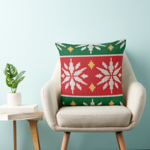 Nordisches Weihnachtsgestrick Kissen