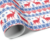 Nordisches Weihnachtsren-Muster Geschenkpapier (Rolleneckpunkt)