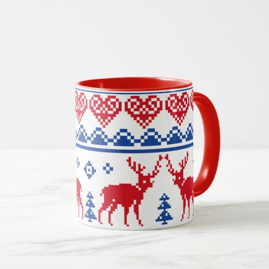 Nordisches Weihnachtsren-Muster Tasse (VorderseiteRechts)