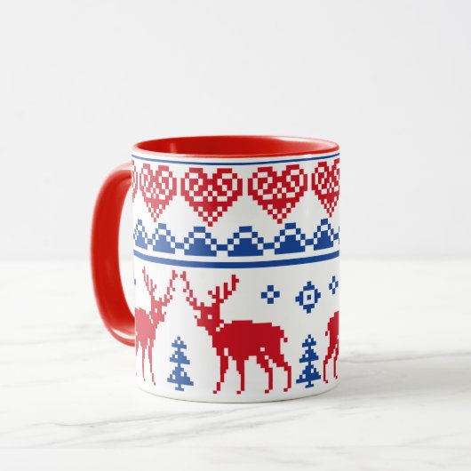 Nordisches Weihnachtsren-Muster Tasse (Vorderseite Links)
