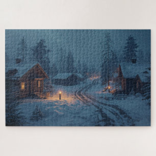 Nordisches Winterdorf-Puzzle Puzzle