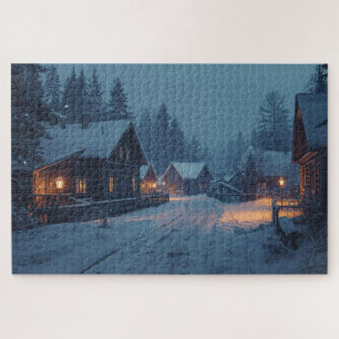 Nordisches Winterdorf-Puzzle Puzzle