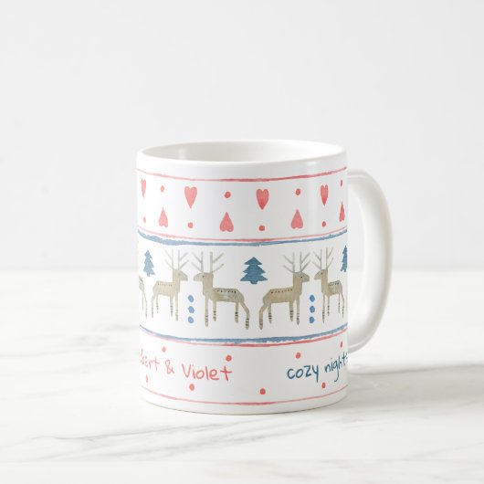 Nordisches Winterwald mit benutzerdefinierten Text Kaffeetasse (VorderseiteRechts)