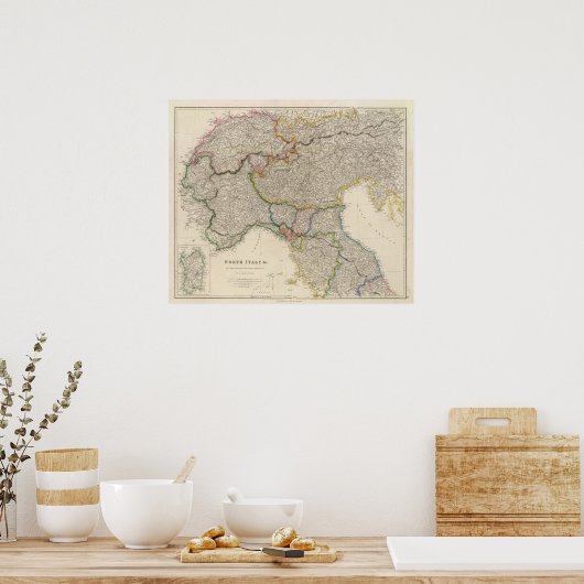 Norditalien mit Sardinien Poster (Küche)