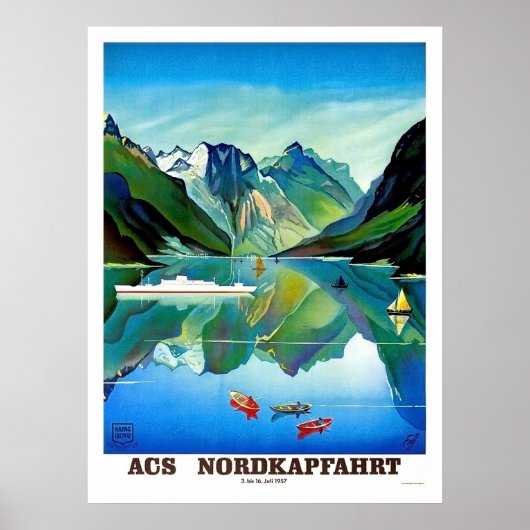 Nordkapp, Norwegen, Segelschiff, Berglandschaft Poster (Vorne)