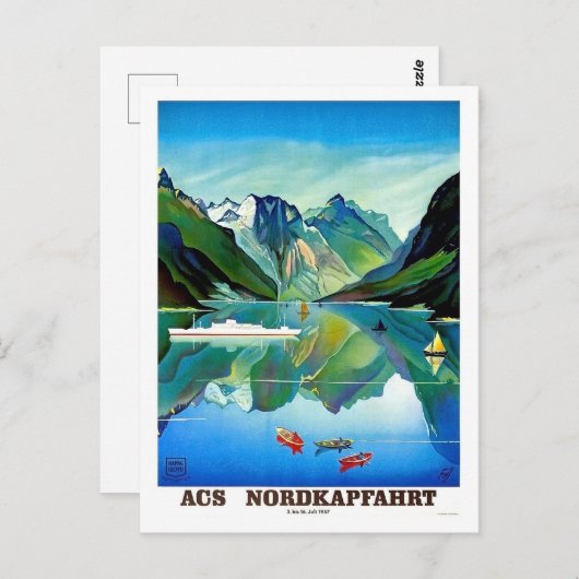 Nordkapp, Norwegen, Segelschiff, Berglandschaft Postkarte (Vorne/Hinten)