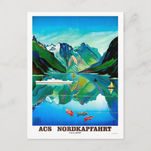 Nordkapp, Norwegen, Segelschiff, Berglandschaft Postkarte