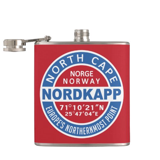 NORDKAPP Norwegischer Zollfahne Flachmann (Geöffnet)