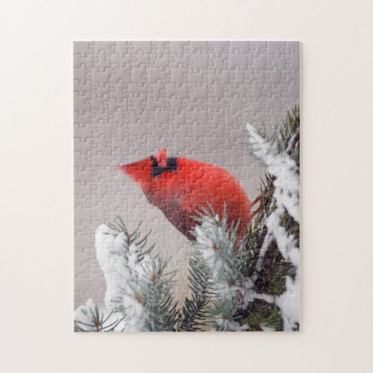 NordKardinal gehockt in einem Baum Puzzle (Vertikal)