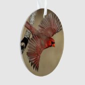 NordKardinal im Flug Ornament (Vorderseite)