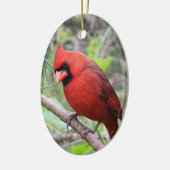 NordKardinal -- Traditioneller Weihnachtsvogel Keramik Ornament (Links)