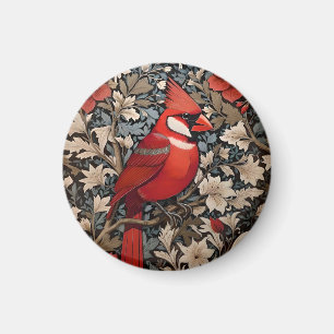 Nordkardinal-Vogel inspiriert von William Morris Magnet