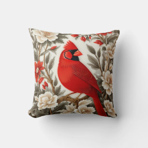 Nordkardinal-Vogel Schön Floral Kissen