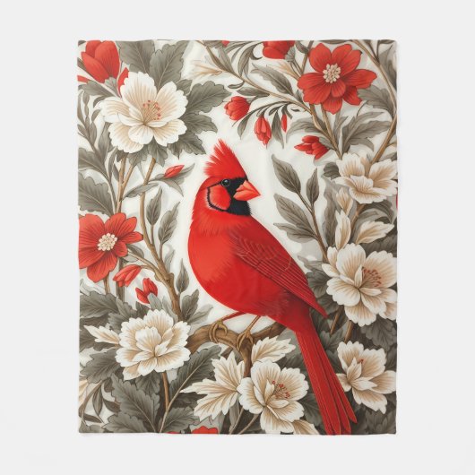 Nordkardinal-Vogel schöne Flora Fleecedecke (Vorderseite)