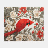 Nordkardinal-Vogel schöne Flora Fleecedecke (Vorderseite (Horizontal))