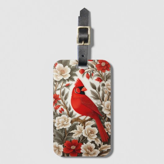 Nordkardinal-Vogel schöne Flora Gepäckanhänger (Vorderseite Vertikal)