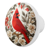 Nordkardinal-Vogel schöne Flora Keramikknauf (Rechts)
