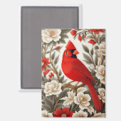 Nordkardinal-Vogel schöne Flora Magnet (Vorderseite/Rückseite)