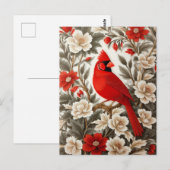 Nordkardinal-Vogel schöne Flora Postkarte (Vorne/Hinten)