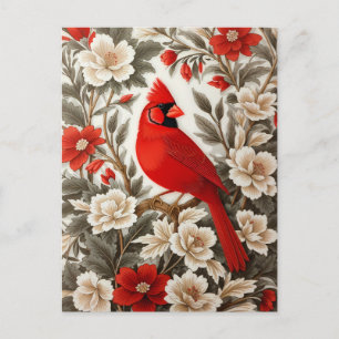 Nordkardinal-Vogel schöne Flora Postkarte