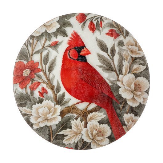 Nordkardinal Vogel Schöne Flora Schneidebrett (Vorderseite)