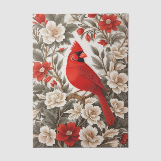 Nordkardinal-Vogel Schöne Flora Seidenpapier (Vorderseite)