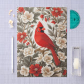 Nordkardinal-Vogel Schöne Flora Seidenpapier (Handwerk)