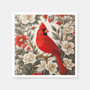 Nordkardinal-Vogel Schöne Flora Serviette