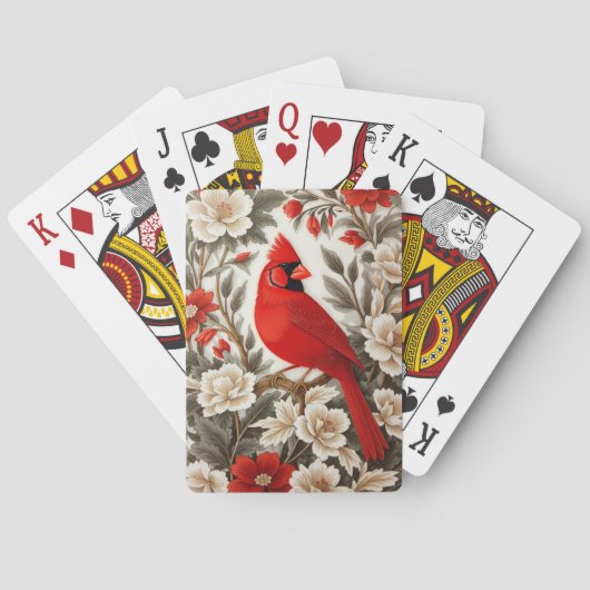 Nordkardinal-Vogel schöne Flora Spielkarten (Rückseite)
