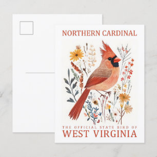 Nordkardinal Vogel von West Virginia Reise Postkarte