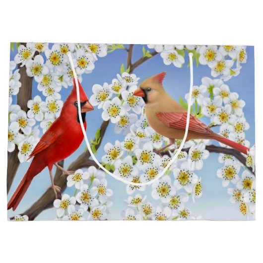 NordKardinals-rote Vogel-Geschenk-Tasche Große Geschenktüte (Rückseite)