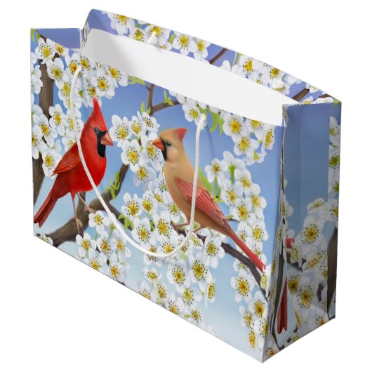 NordKardinals-rote Vogel-Geschenk-Tasche Große Geschenktüte (Rückseite Schrägansicht)
