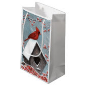NordKardinals-Winter-Schnee Kleine Geschenktüte (Rückseite Schrägansicht)