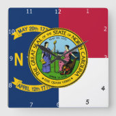 NORDKAROLINA FLAG & SIEGEL QUADRATISCHE WANDUHR (Vorderseite)