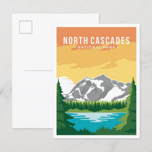 Nordkaskaden-Kunst-Vintage-Reiseillustration Postkarte