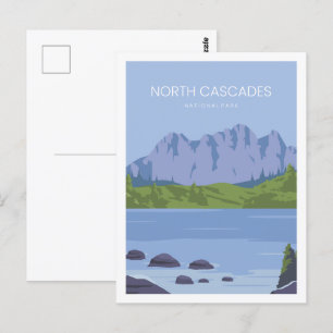 Nordkaskaden US Berühmte Reiseziel-Illustration Postkarte