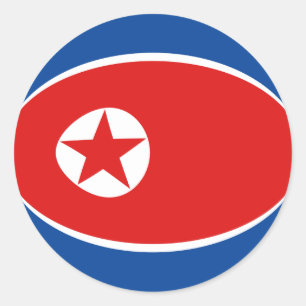 Nordkorea Fischaugen-Flaggenaufkleber Runder Aufkleber