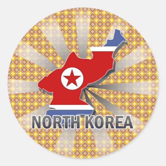 Nordkorea Flag Map 2.0 Runder Aufkleber (Vorderseite)