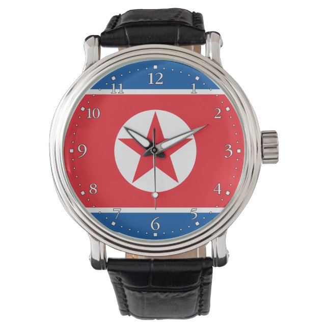 Nordkorea-Flagge Armbanduhr (Vorderseite)