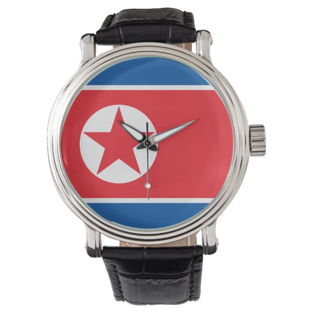Nordkorea-Flagge Armbanduhr (Vorderseite)