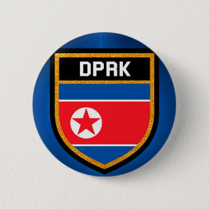 Nordkorea-Flagge Button