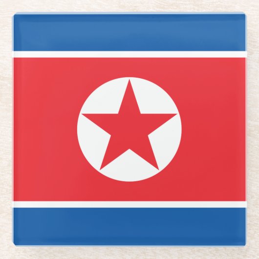 Nordkorea-Flagge Glasuntersetzer (Vorderseite)