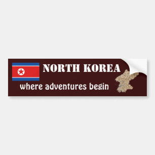 Nordkorea-Flagge + Karte Aufkleber Autoaufkleber