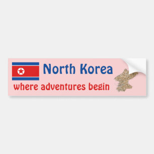 Nordkorea-Flagge + Karten-Autoaufkleber Autoaufkleber