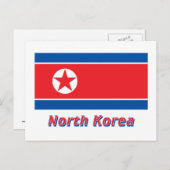 Nordkorea Flagge mit Namen Postkarte (Vorne/Hinten)