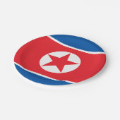 Nordkorea-Flagge Pappteller (Schrägansicht)