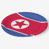 Nordkorea-Flagge Pappteller (Schrägansicht)