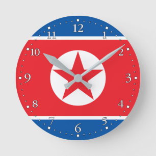 Nordkorea-Flagge Runde Wanduhr