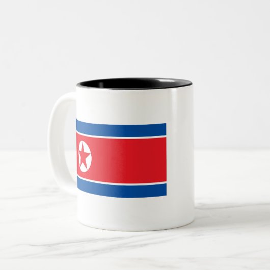 Nordkorea-Flagge Zweifarbige Tasse (Vorderseite Links)