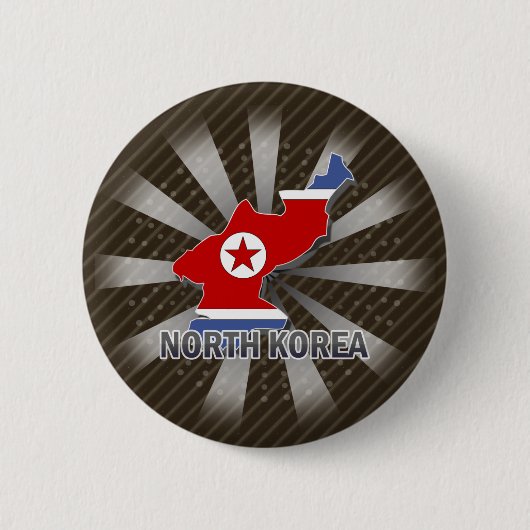 Nordkorea-Flaggen-Karte 2,0 Button (Vorderseite)